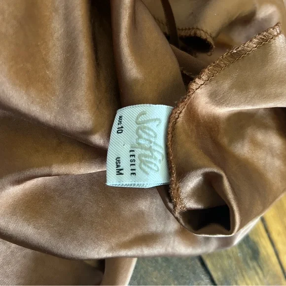 Selfie Leslie Champagne Showers Halterneck Slip Mini Dress Chocolate - Picture 6 of 6